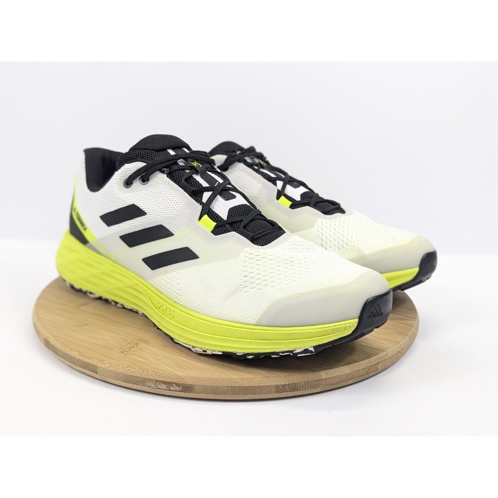 Mens 13 AdidasTerrex Two Flow Trail Running Shoes Sneaker White Green Athletic